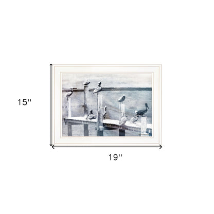 Birds On A Pier 2 White Framed Print Wall Art