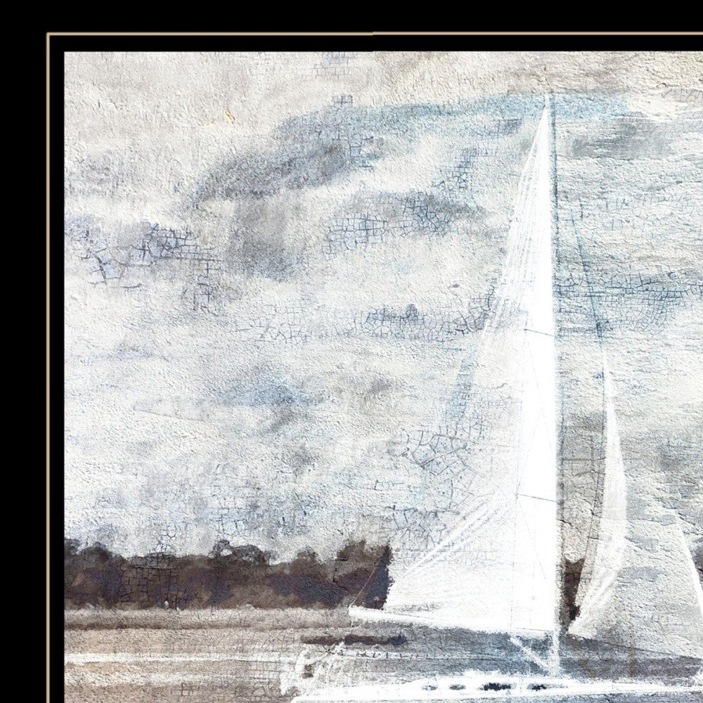 Sailboat On Water 3 Black Framed Print Wall Art