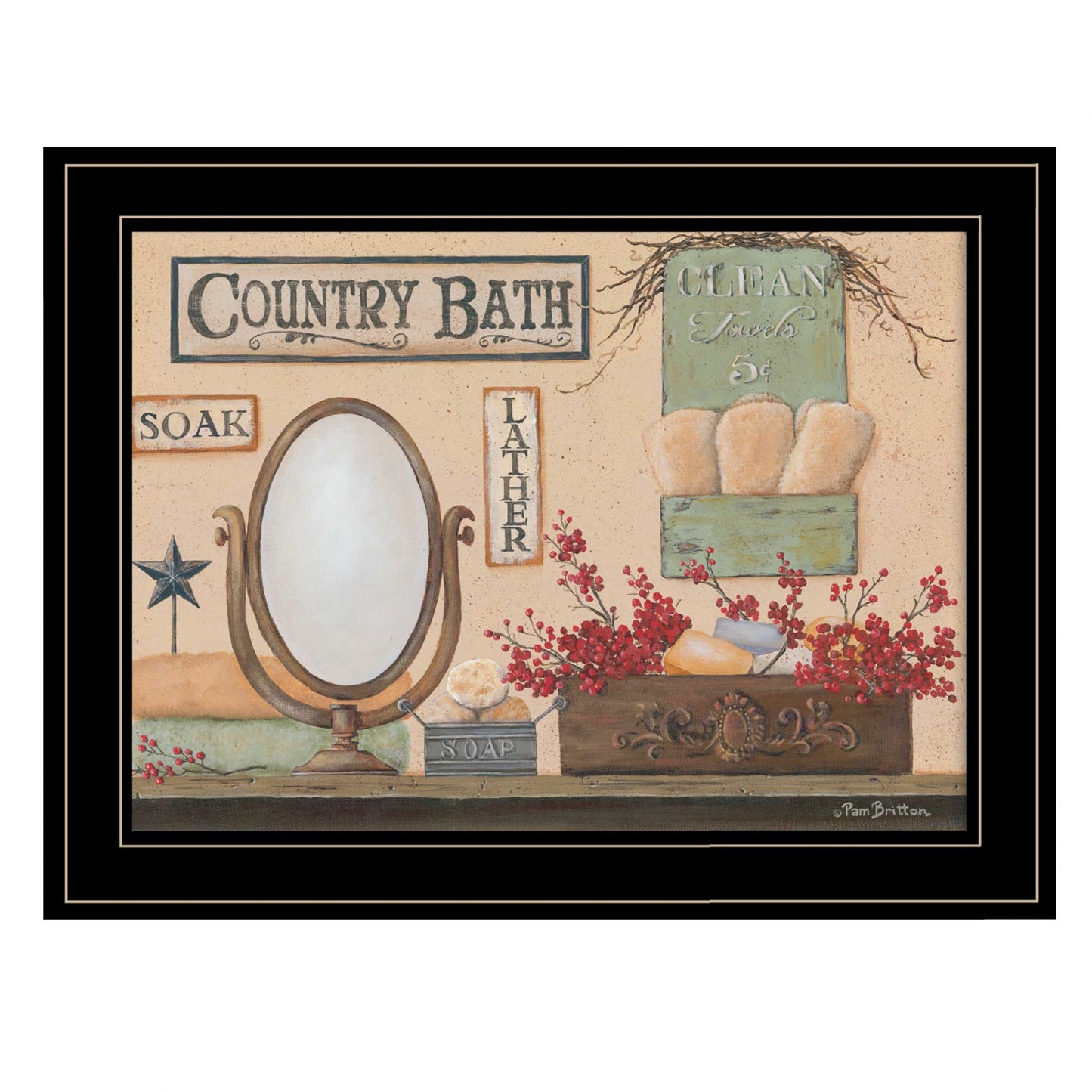 Country Bath 12 Black Framed Print Wall Art