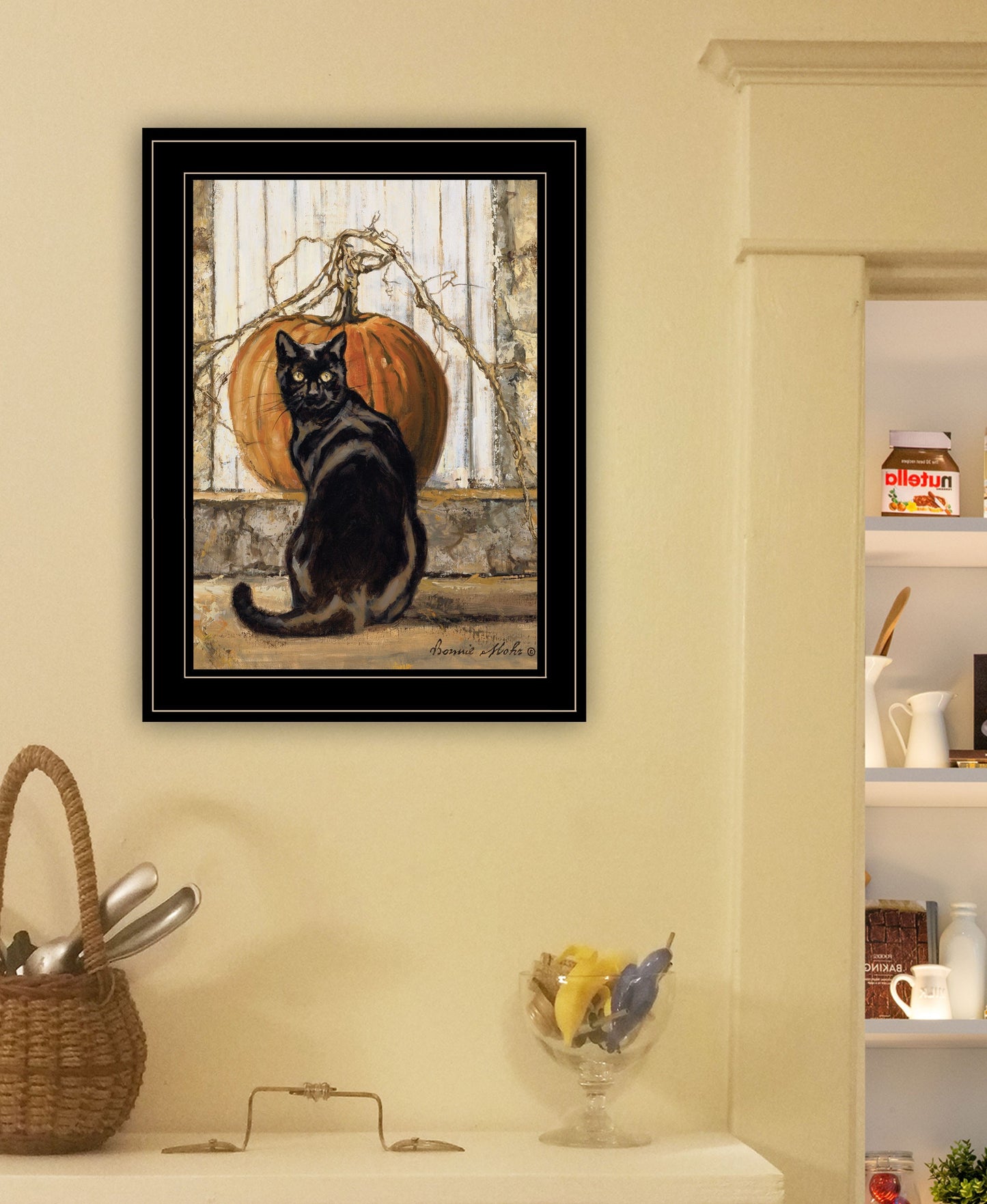 Black Cat 2 Black Framed Print Wall Art