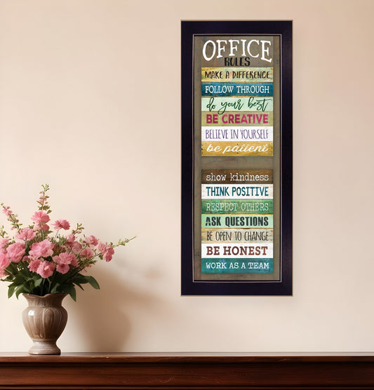 Office Rules 4 Black Framed Print Wall Art