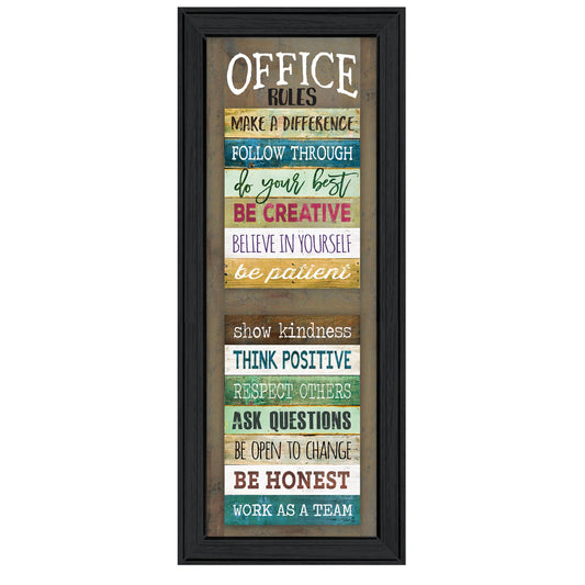 Office Rules 5 Black Framed Print Wall Art