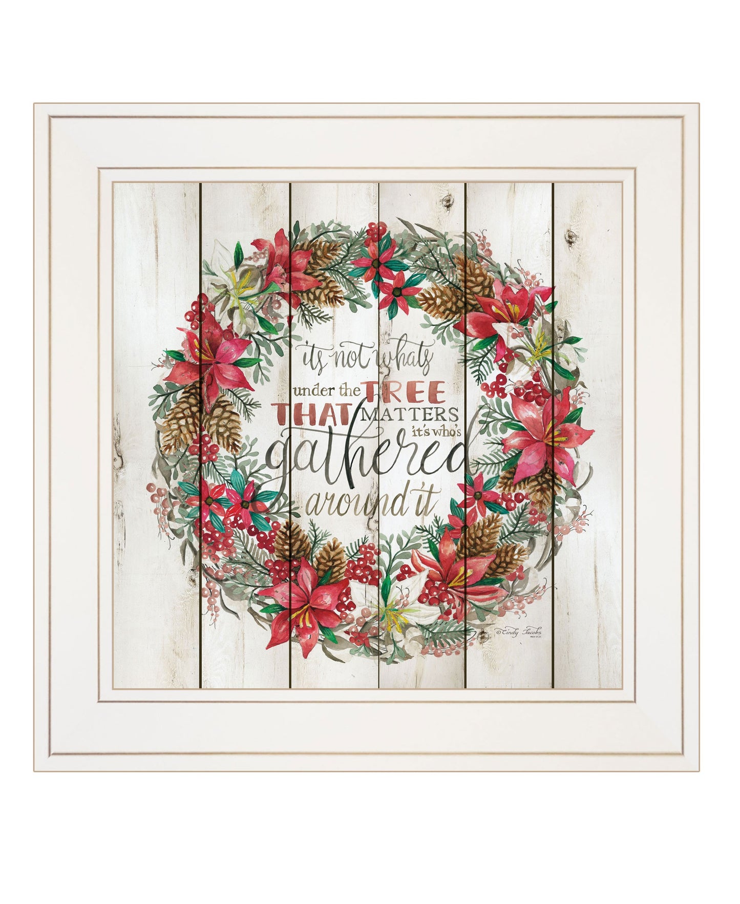 Gathered Around The Tree 1 White Framed Print Wall Art