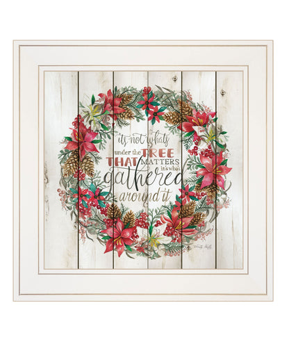 Gathered Around The Tree 1 White Framed Print Wall Art