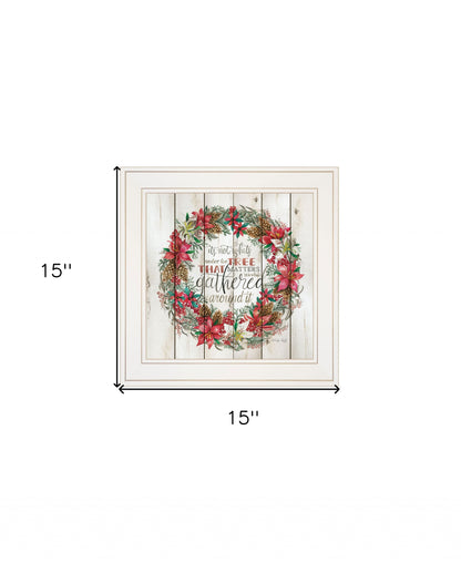 Gathered Around The Tree 1 White Framed Print Wall Art