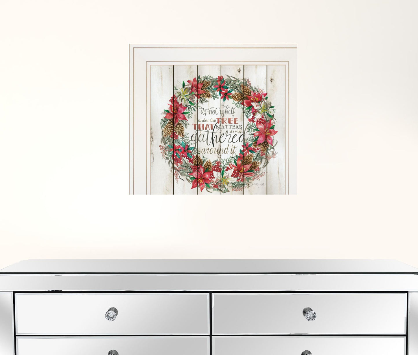 Gathered Around The Tree 1 White Framed Print Wall Art