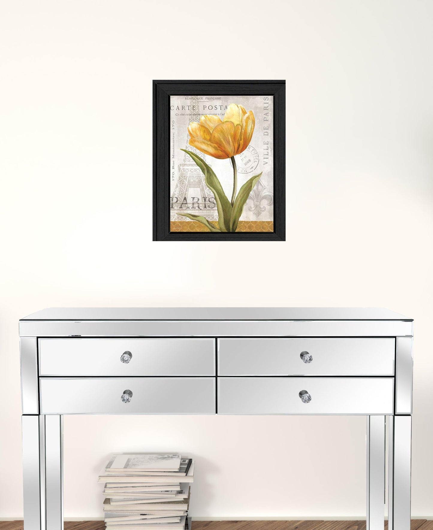 Golden Flower Black Framed Print Wall Art