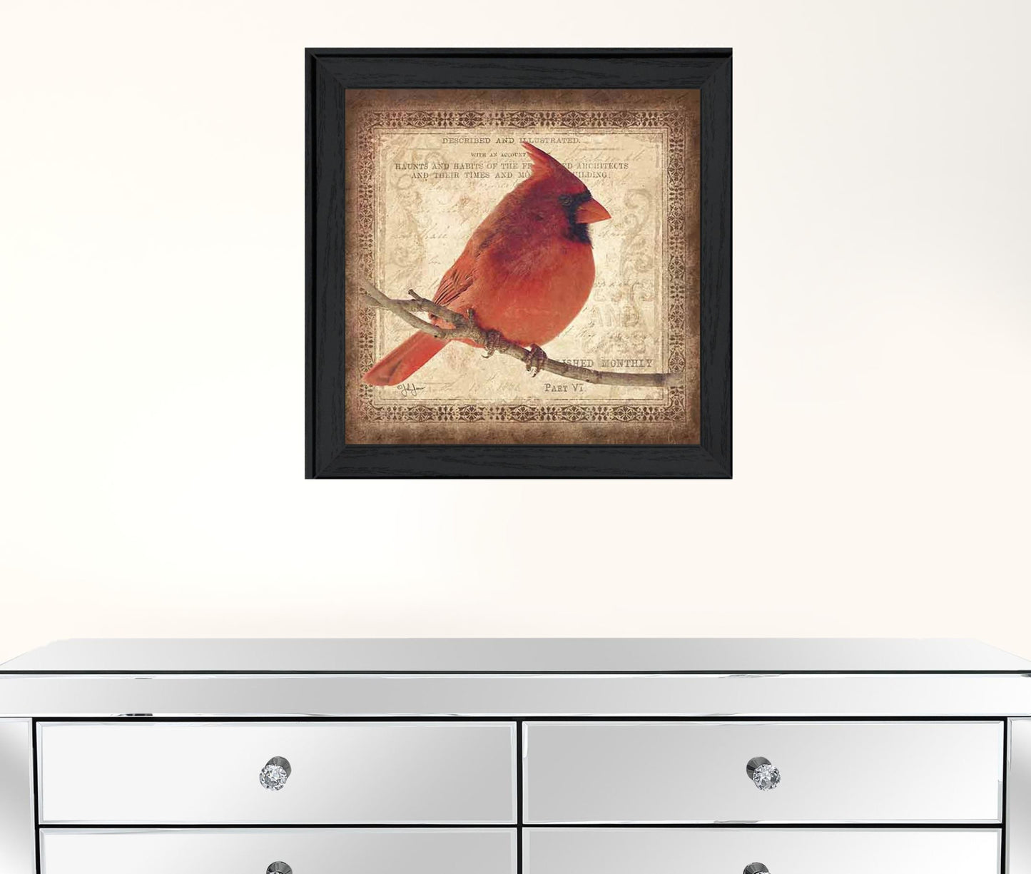 Male Cardinal 2 Black Framed Print Wall Art