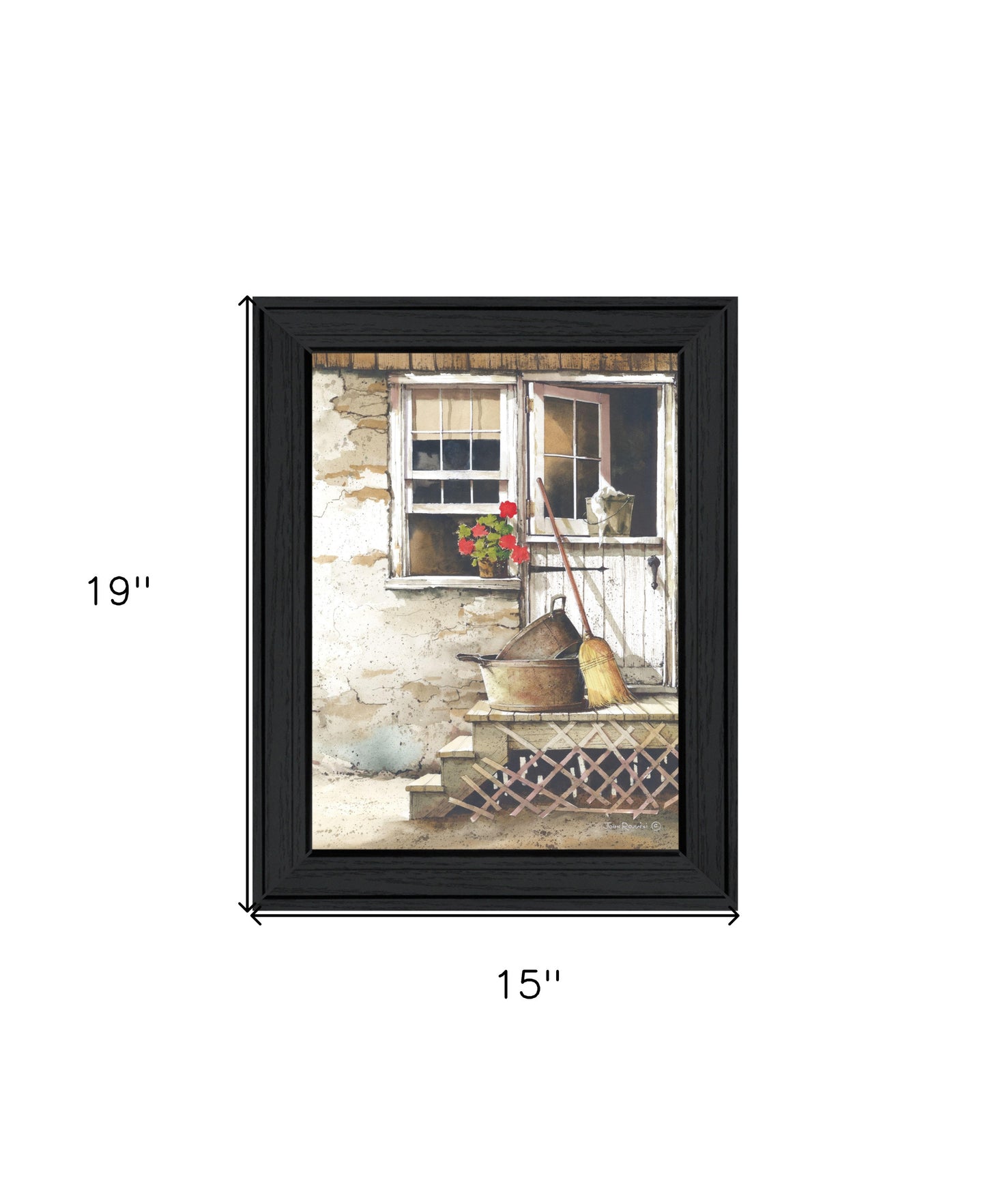 Cleaning Day Black Framed Print Bathroom Wall Art