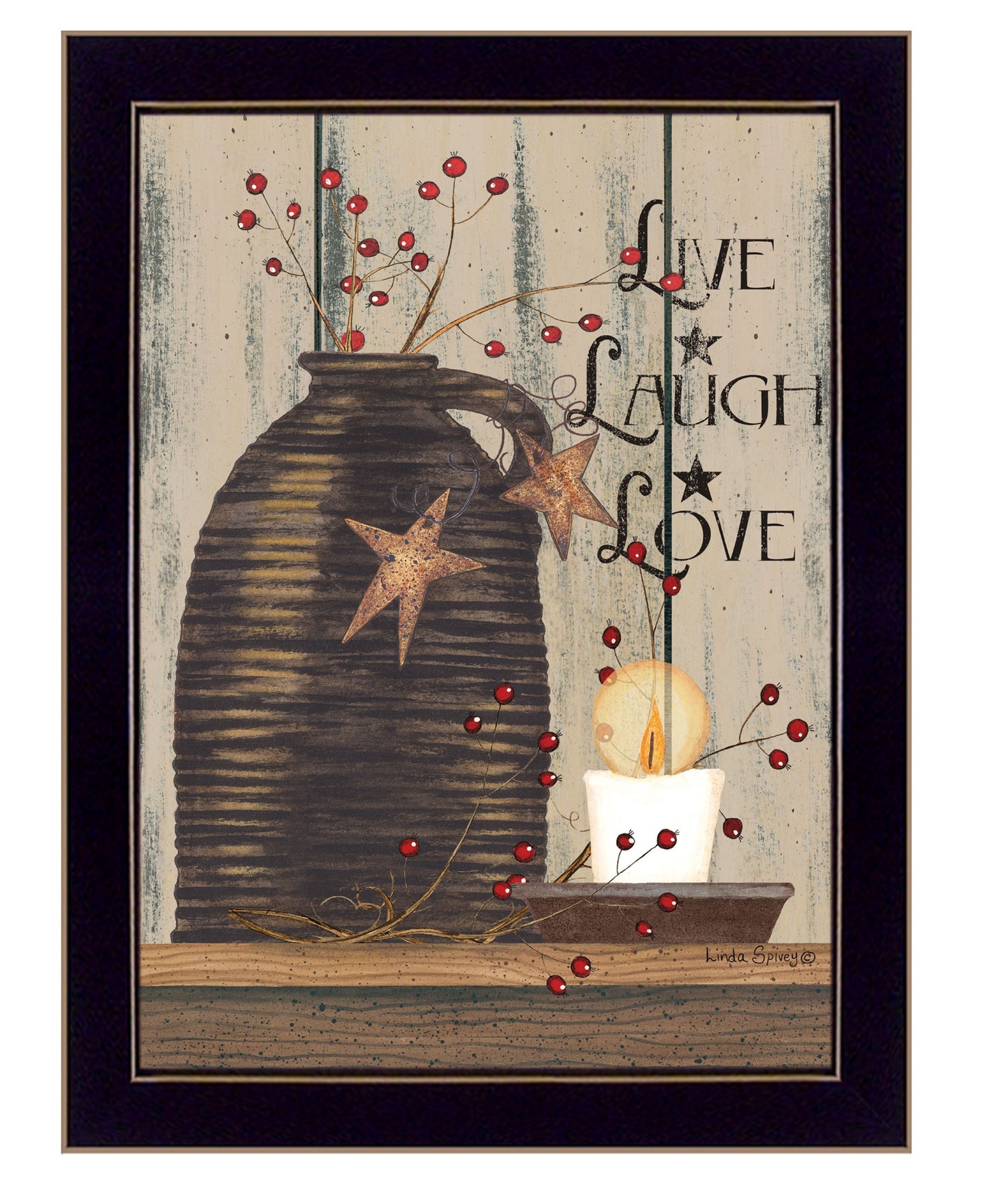 Live Laugh And Love 1 Black Framed Print Wall Art