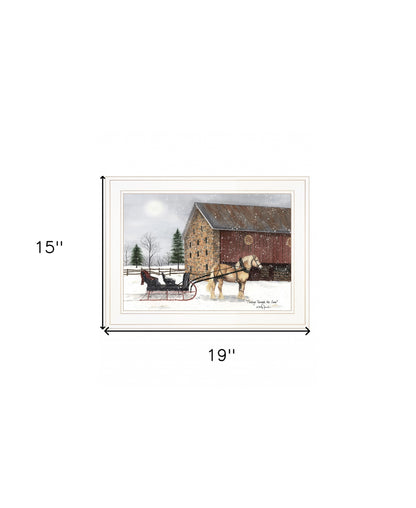 Dashing Through The Snow 1 White Framed Print Wall Art