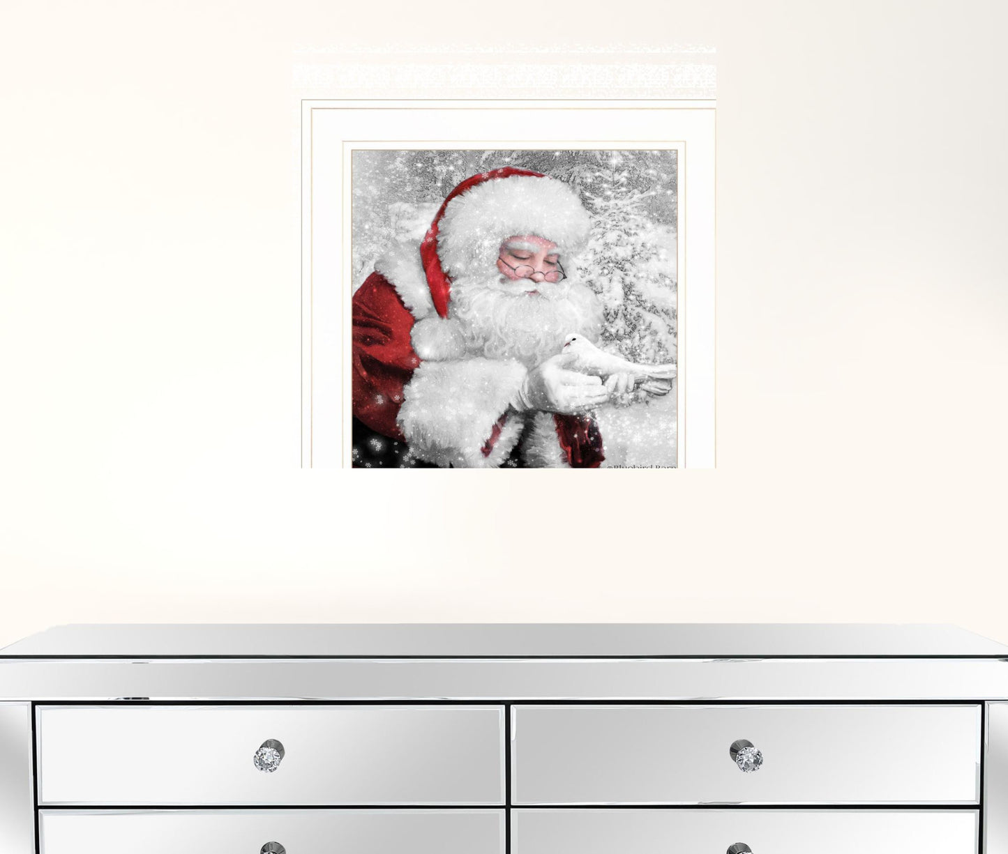 Santas Little Friends 3 White Framed Print Wall Art