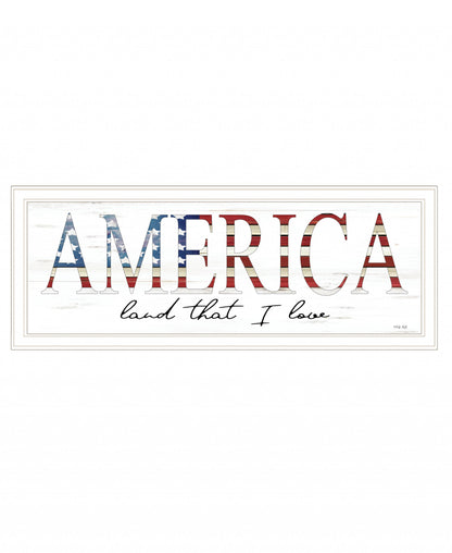 America Land That I Love 1 White Framed Print Wall Art