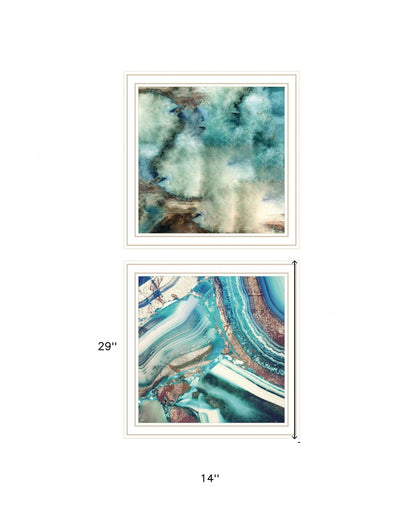 Set Of Two Earth tones I and Sea II 2 White Framed Print Wall Art