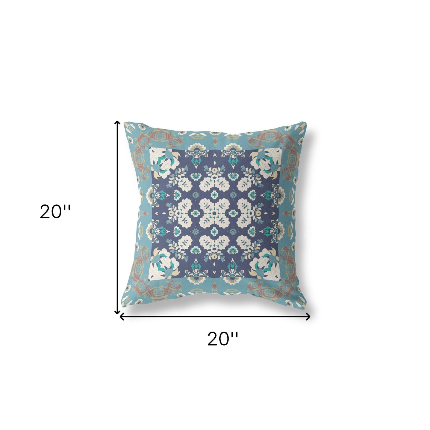 18” Glacier Blue Rose Box Indoor Outdoor Zippered Throw Pillow