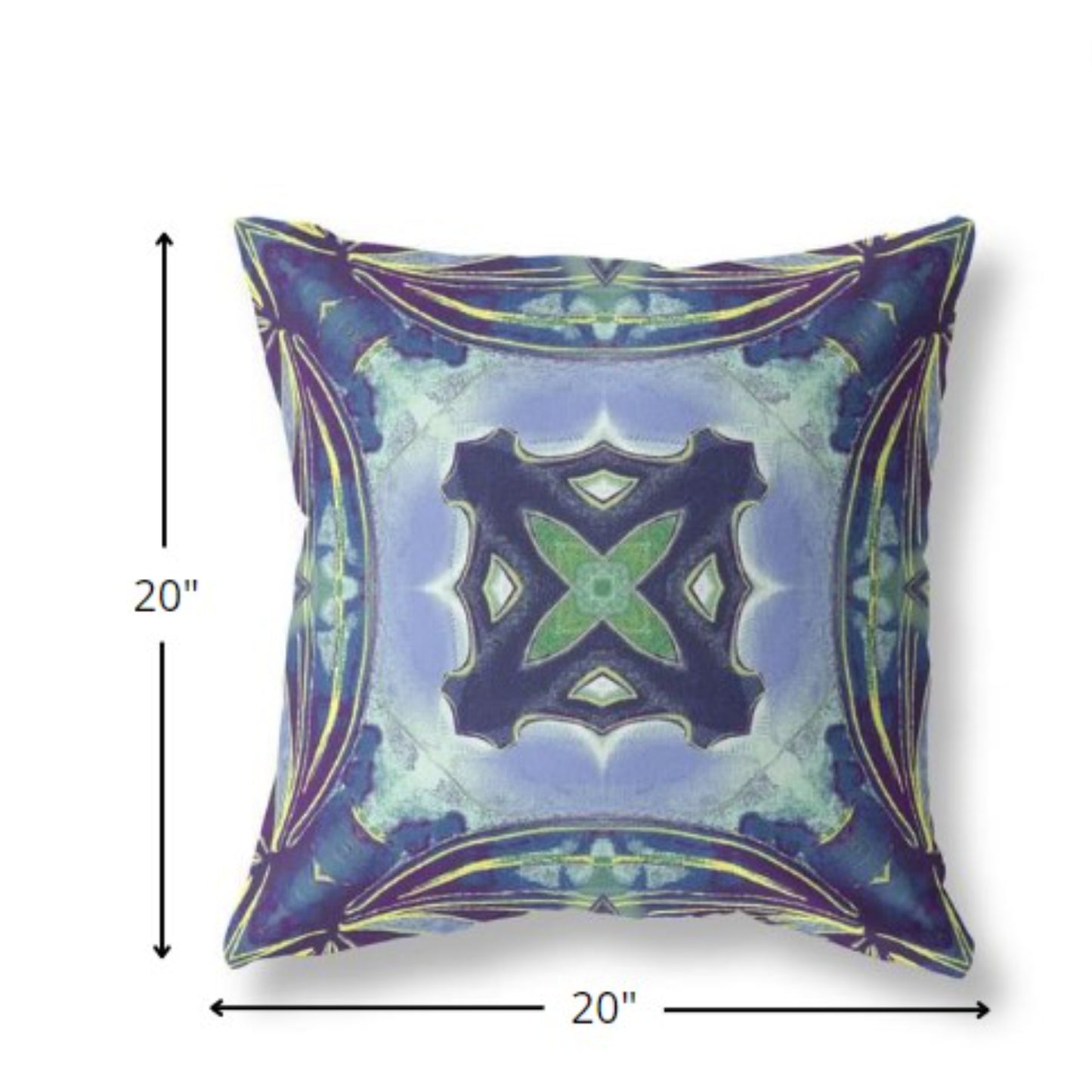 18” Blue Green Geo Tribal Indoor Outdoor Throw Pillow