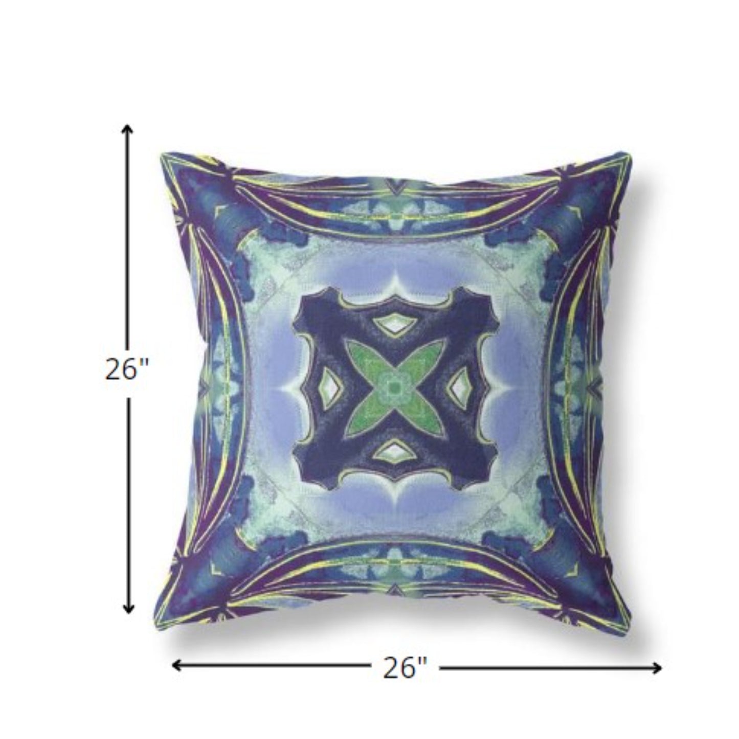 18” Blue Green Geo Tribal Indoor Outdoor Throw Pillow