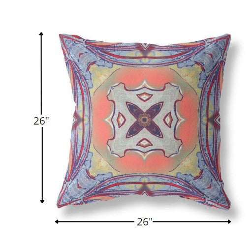 18” Purple Orange Geo Tribal Indoor Outdoor Throw Pillow