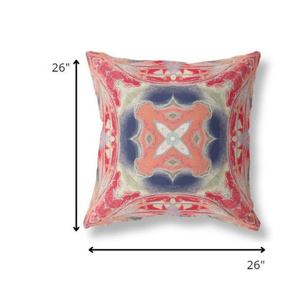 18” Red Cream Geo Tribal Indoor Outdoor Throw Pillow