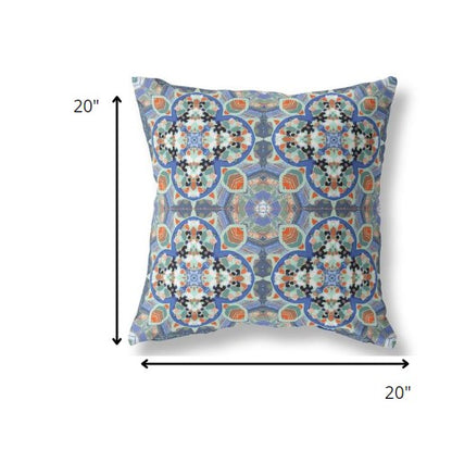 18" Blue Orange Cloverleaf Indoor Outdoor Throw Pillow