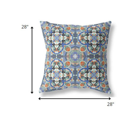 18" Blue Orange Cloverleaf Indoor Outdoor Throw Pillow