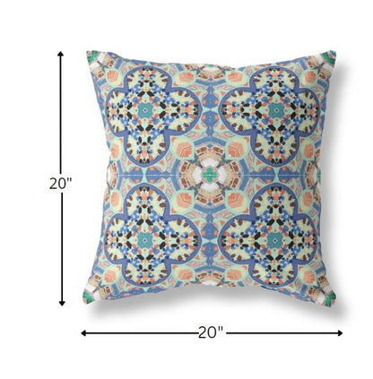 18" Blue Peach Cloverleaf Indoor Outdoor Throw Pillow