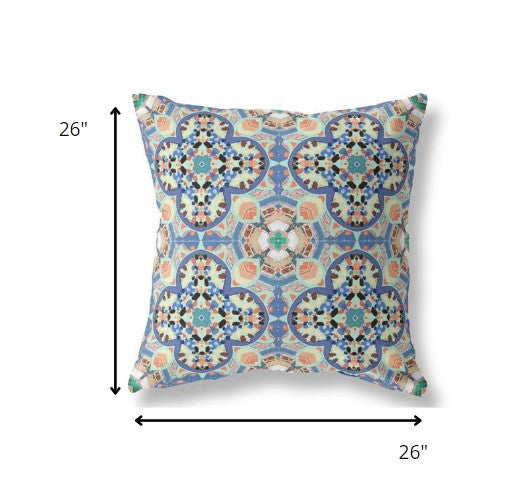 18" Blue Peach Cloverleaf Indoor Outdoor Throw Pillow