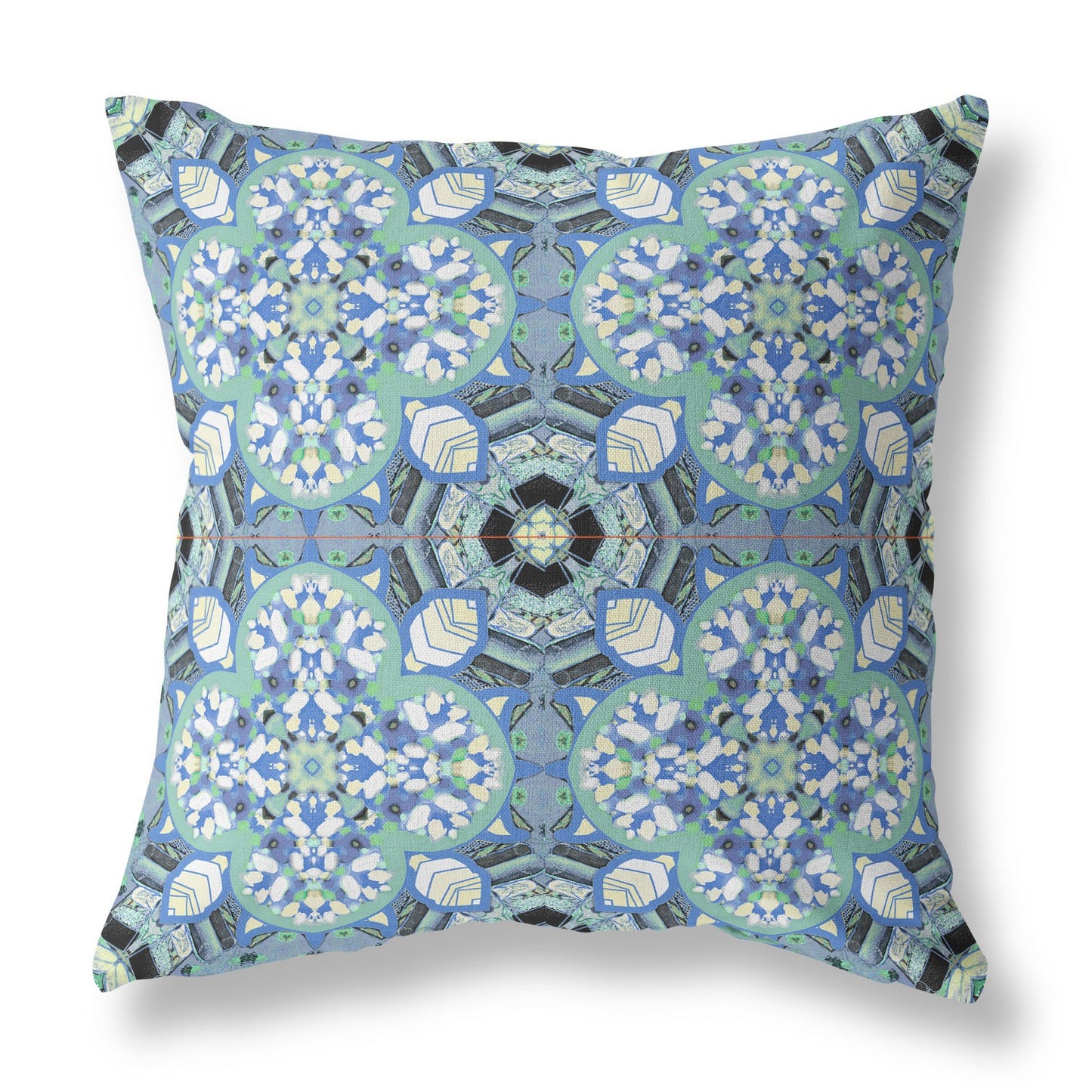 18" Sapphire White Cloverleaf Indoor Outdoor Throw Pillow