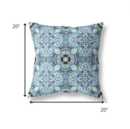 18" Sapphire White Cloverleaf Indoor Outdoor Throw Pillow