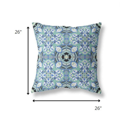 18" Sapphire White Cloverleaf Indoor Outdoor Throw Pillow