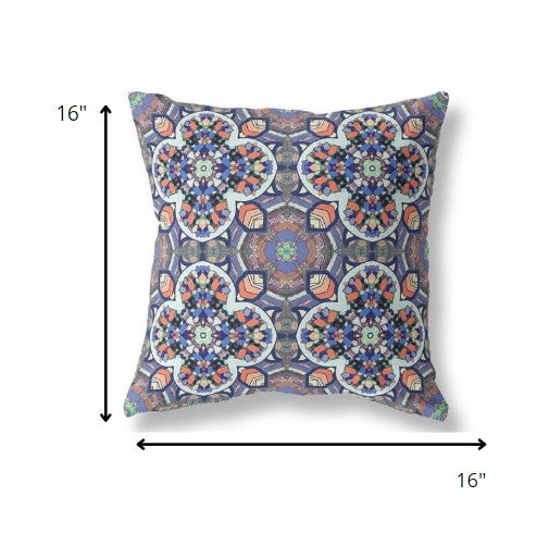 16" Gray Blue Cloverleaf Indoor Outdoor Throw Pillow