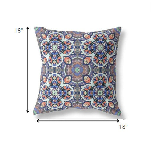 18" Gray Blue Cloverleaf Indoor Outdoor Throw Pillow