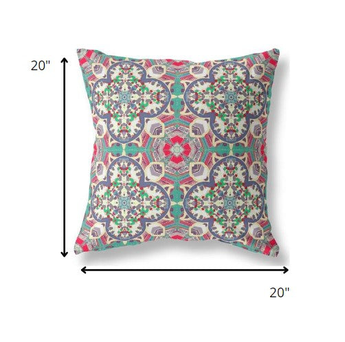 18" Gray Pink Cloverleaf Indoor Outdoor Throw Pillow