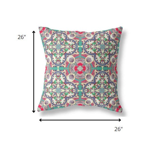 18" Gray Pink Cloverleaf Indoor Outdoor Throw Pillow