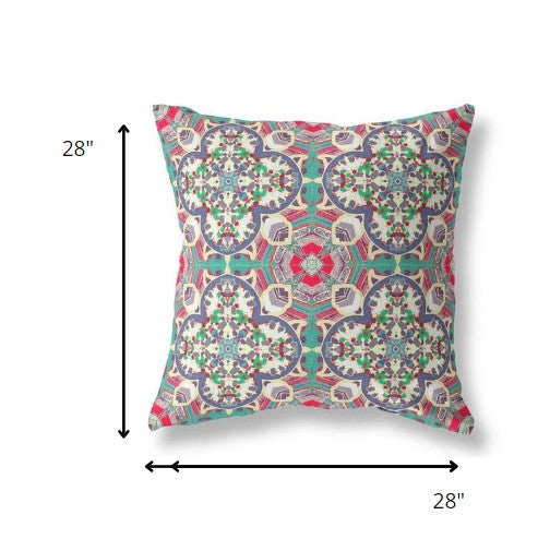 18" Gray Pink Cloverleaf Indoor Outdoor Throw Pillow