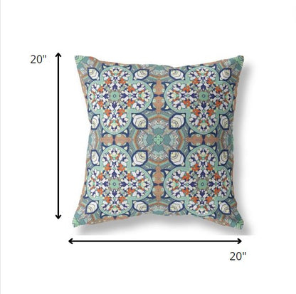 18" Green Orange Cloverleaf Indoor Outdoor Throw Pillow