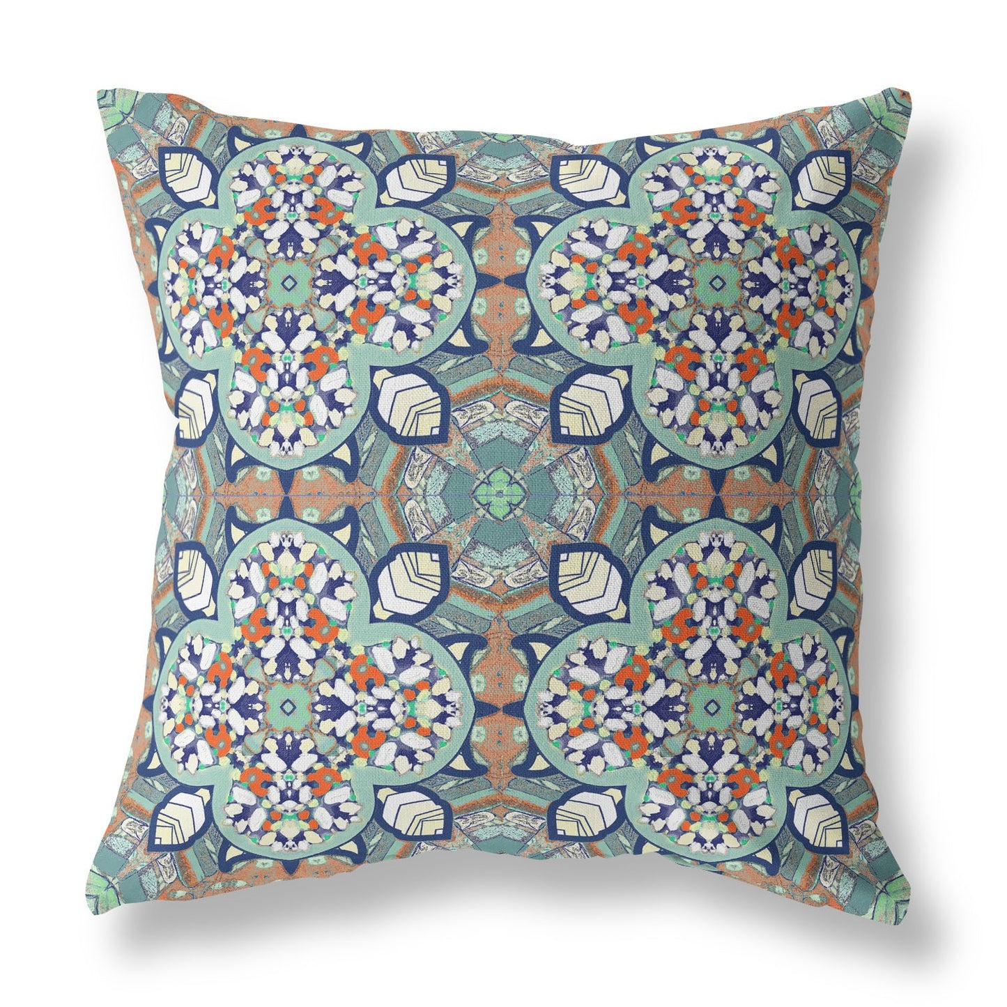 18" Green Orange Cloverleaf Indoor Outdoor Throw Pillow