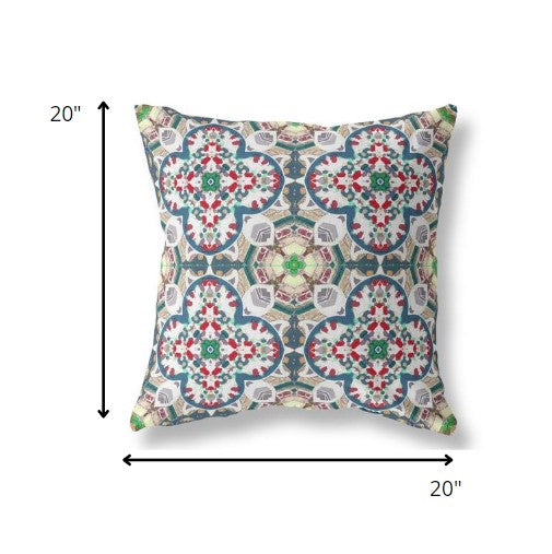 18" Green White Cloverleaf Indoor Outdoor Throw Pillow