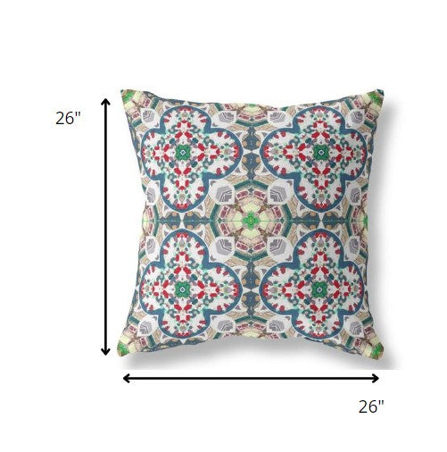 18" Green White Cloverleaf Indoor Outdoor Throw Pillow