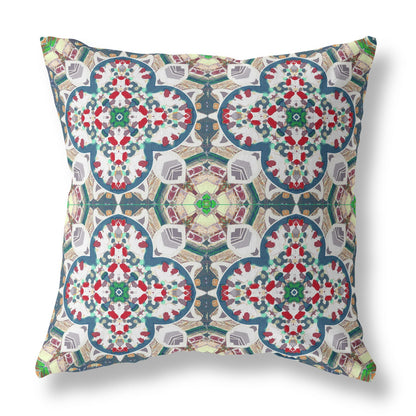 18" Green White Cloverleaf Indoor Outdoor Throw Pillow