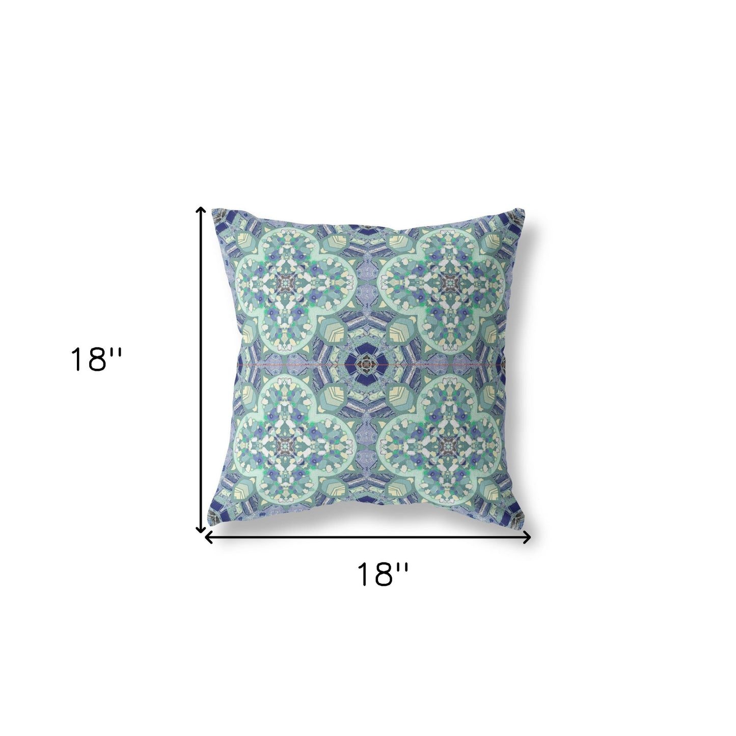 18" Aqua Blue Cloverleaf Indoor Outdoor Throw Pillow