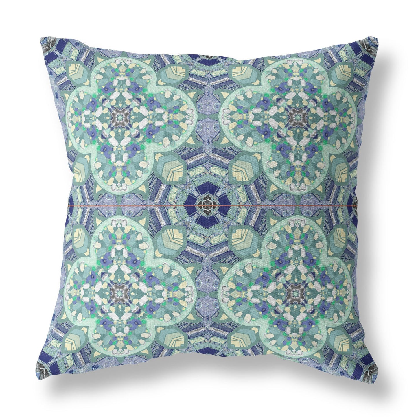 18" Aqua Blue Cloverleaf Indoor Outdoor Throw Pillow