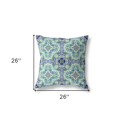 18" Aqua Blue Cloverleaf Indoor Outdoor Throw Pillow