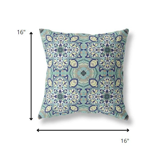 16" Green Cream Cloverleaf Indoor Outdoor Throw Pillow