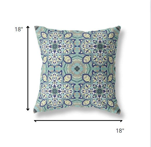 18" Green Cream Cloverleaf Indoor Outdoor Throw Pillow