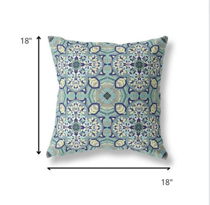 18" Green Cream Cloverleaf Indoor Outdoor Throw Pillow