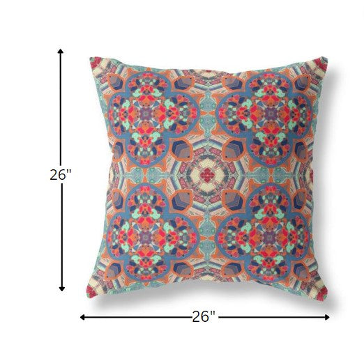 18" Orange Blue Cloverleaf Indoor Outdoor Throw Pillow