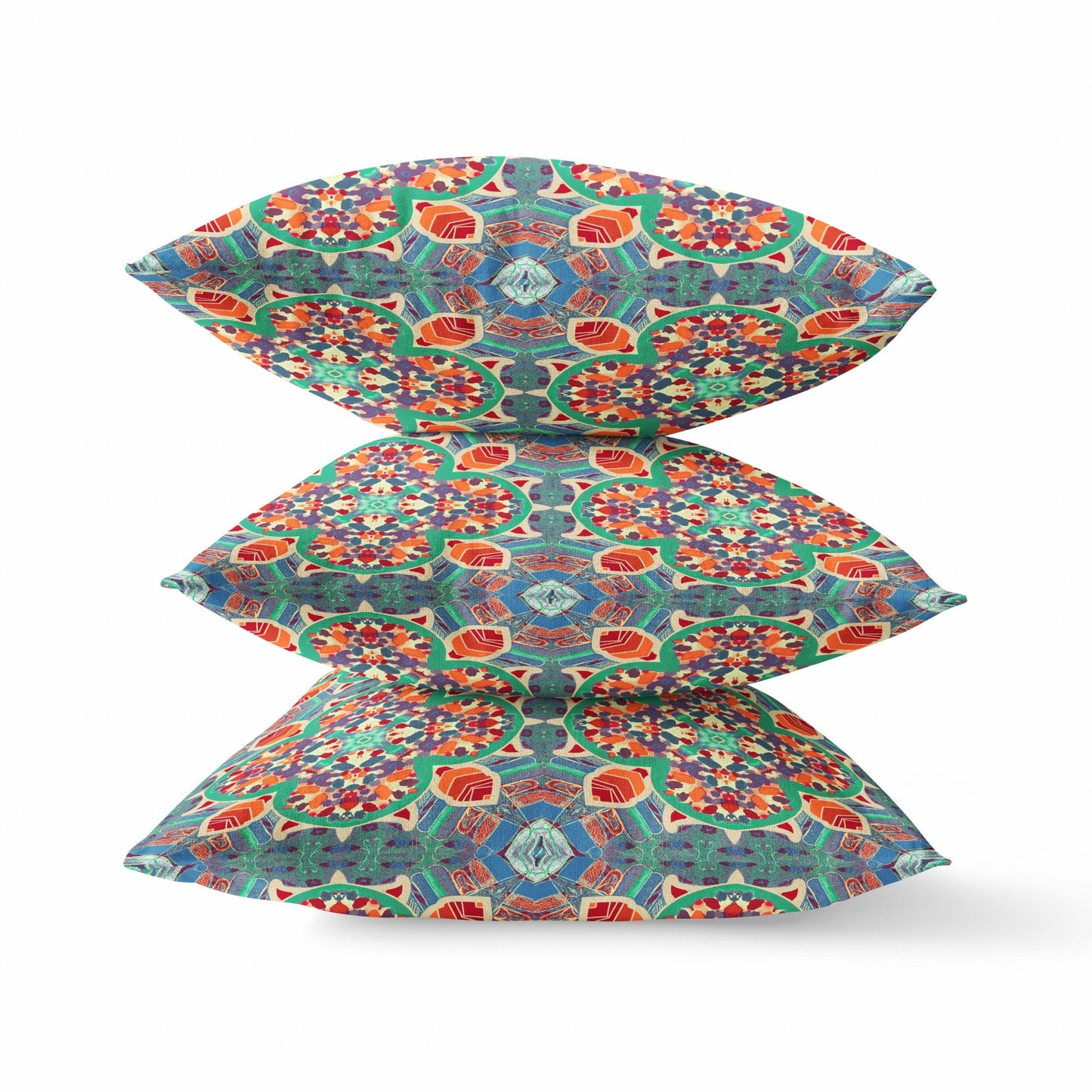 16" Orange Green Cloverleaf Indoor Outdoor Throw Pillow