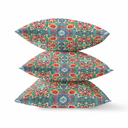 16" Orange Green Cloverleaf Indoor Outdoor Throw Pillow