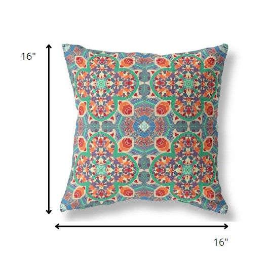 16" Orange Green Cloverleaf Indoor Outdoor Throw Pillow